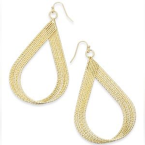 NWT Macy’s INC Diamond-Cut Multi-Row Twisted Teardrop Pierce Fish hook Earrings